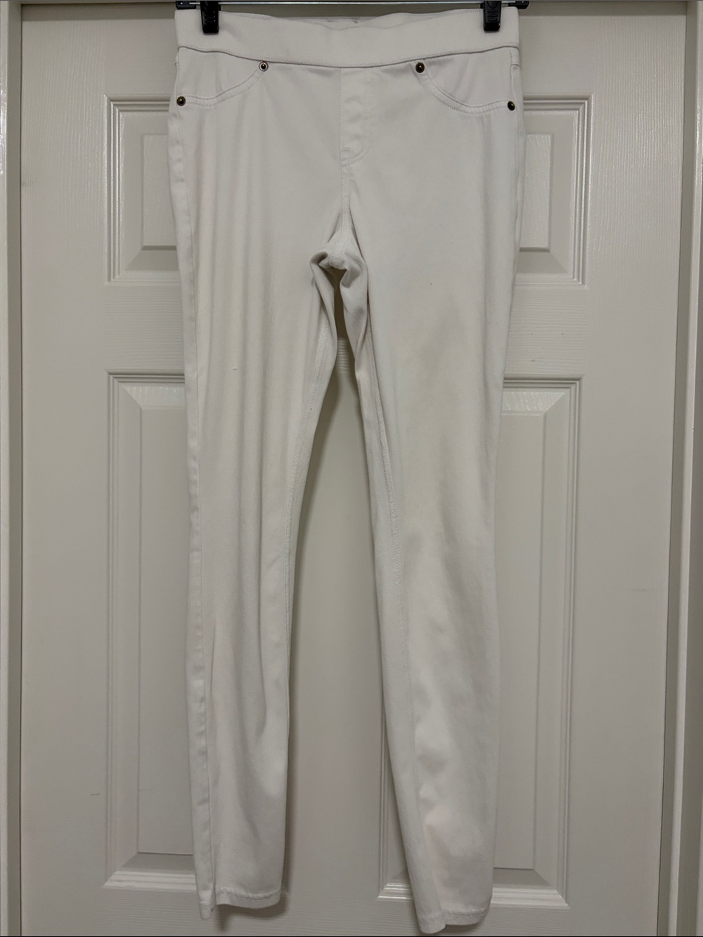 Women's White Slim Fit Stretch Pants
